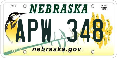NE license plate APW348