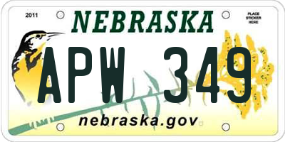 NE license plate APW349