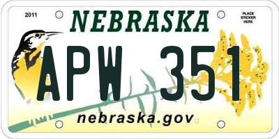 NE license plate APW351