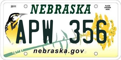 NE license plate APW356