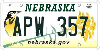 NE license plate APW357