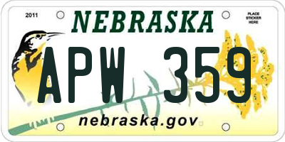 NE license plate APW359