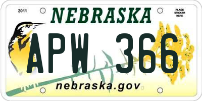 NE license plate APW366