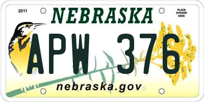 NE license plate APW376