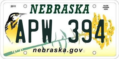 NE license plate APW394