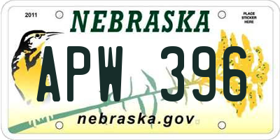 NE license plate APW396
