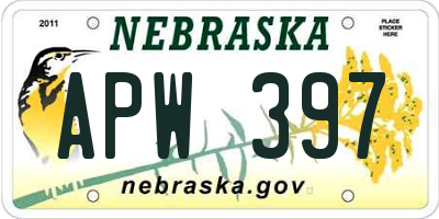 NE license plate APW397