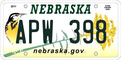 NE license plate APW398