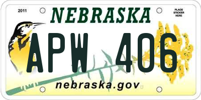 NE license plate APW406