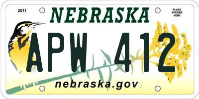 NE license plate APW412