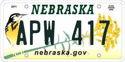 NE license plate APW417