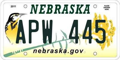 NE license plate APW445