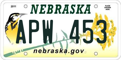 NE license plate APW453