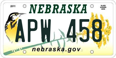 NE license plate APW458