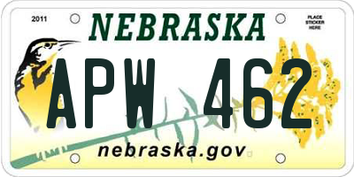 NE license plate APW462