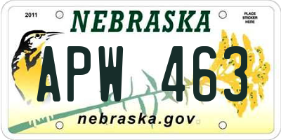 NE license plate APW463