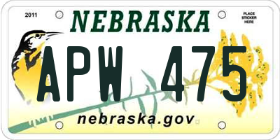 NE license plate APW475