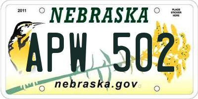 NE license plate APW502