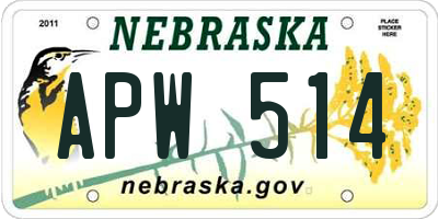 NE license plate APW514