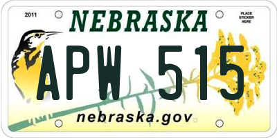 NE license plate APW515