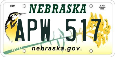 NE license plate APW517