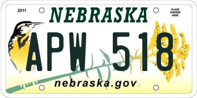 NE license plate APW518