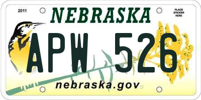 NE license plate APW526