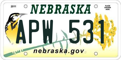 NE license plate APW531