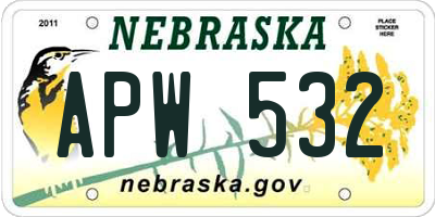 NE license plate APW532
