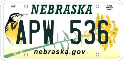 NE license plate APW536