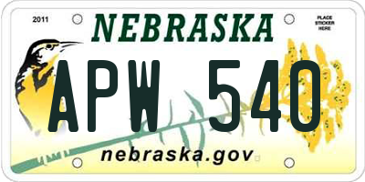 NE license plate APW540