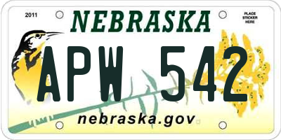 NE license plate APW542