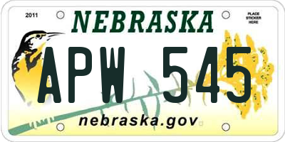 NE license plate APW545