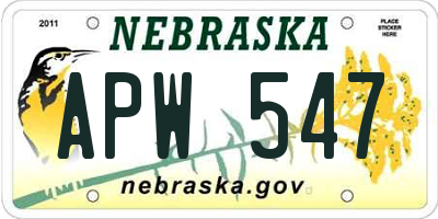 NE license plate APW547