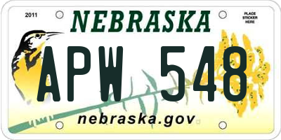 NE license plate APW548