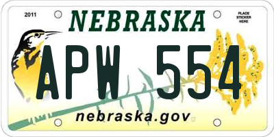 NE license plate APW554