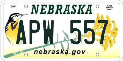 NE license plate APW557