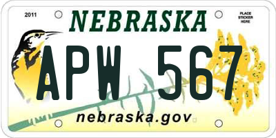 NE license plate APW567