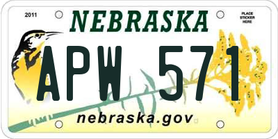 NE license plate APW571