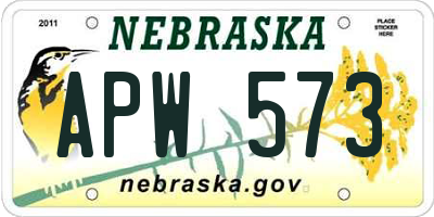 NE license plate APW573