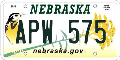 NE license plate APW575