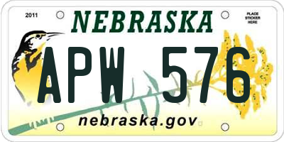 NE license plate APW576