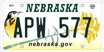NE license plate APW577