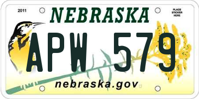 NE license plate APW579