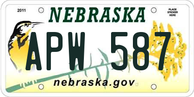NE license plate APW587