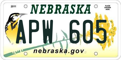 NE license plate APW605