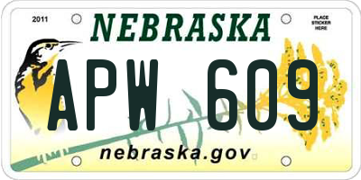 NE license plate APW609