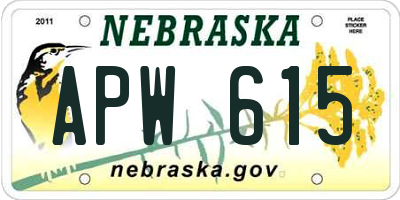 NE license plate APW615