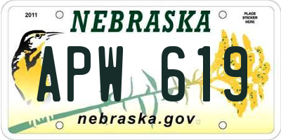 NE license plate APW619