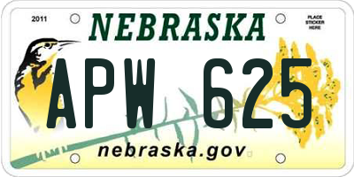 NE license plate APW625